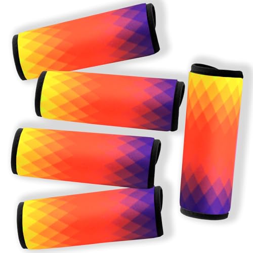 5 Pack Neoprene Luggage Handle Wraps Bright Luggage Tags/Identifiers/Marker/Grips Travel Accessories for Airplane/Flying/Luggage (Check(Orange)) - color: Checkorange)