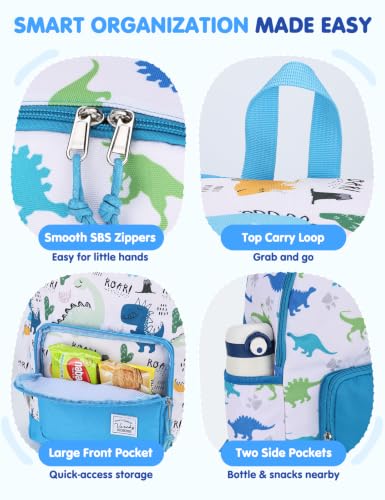 VASCHY Kids backpacks, Cute Lightweight Water Resistant Preschool Backpack for Boys and Girls Chest Strap | Cute - color: Dinosaurs Blue, size: Small (4-6 Yrs) - 15'' H