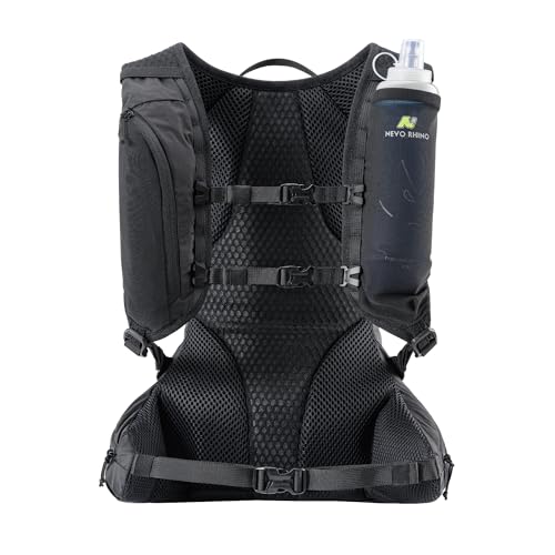N NEVO RHINO 17L Hydration Backpack with 500ml/17oz Soft Flask for Men & Women, Lightweight Hiking Backpack, Water Backpack for Hiking, Camping, Traveling - color: Black