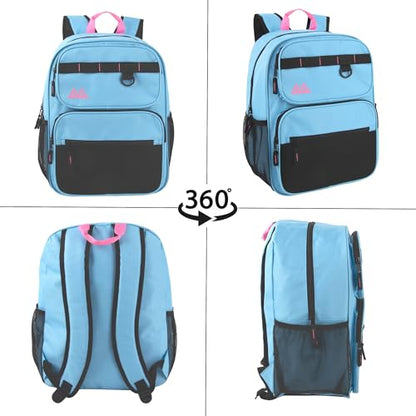 Summit Ridge Travel Backpack for Men and Women, Spacious Work Daypack with Water Bottle Pockets (Light Blue) - color: Light Blue