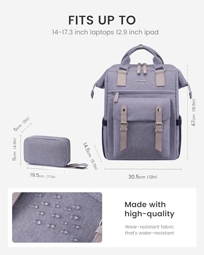 LOVEVOOK Laptop Backpack for Women with Giant Tumbler Holder Pocket,17.3 inch Waterproof Travel Backpack Purse Computer Laptop Bag - color: Purple Black, size: 17.3 Inch D-Cup