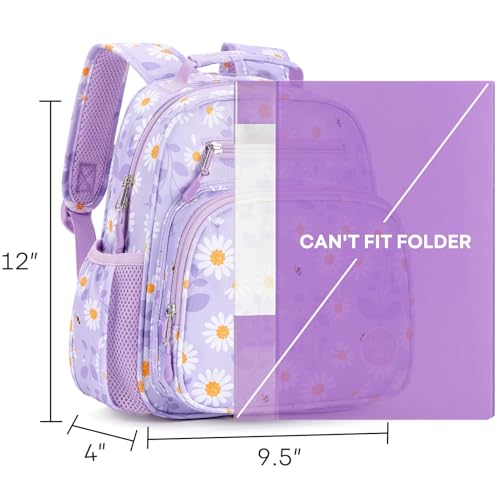 mibasies Toddler Backpacks for Girls 2-4: Little Kid Bookbag for Preschool Prek Daycare - Daisey Purple - color: Daisey Purple, style: Toddler-12"h(not Fit Folder)