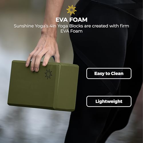 4" Yoga Block, 10 Pack Bulk EVA Foam Yoga Blocks, Firm and Supportive Yoga Brick, Balance Foam for Stretching, Pilates, and Workout, 4" x 6" x 9" - color: Olive