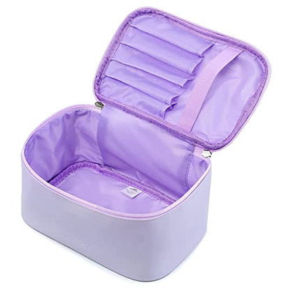 Meiyuuo Makeup Bag Large Cosmetic Bags for Women Girls Cute Travel Zipper Pouch Toiletry Organizer for Beauty Essentials Waterproof (Lavender Purple) - color: LIGHT PURPLE