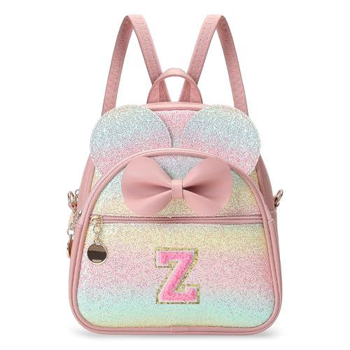 Birthday Gift for 2 3 4 5 6 7 8 9 10 Year old Girls Personalized Initial Mini Backpack Purse for Toddler Kids-Shine-Z - color: Shine, style: Z