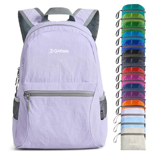 G4Free 20L Lightweight Packable Backpack Travel Hiking Daypack Foldable Backpack for Men Women(Light Purple) - color: Light Purple