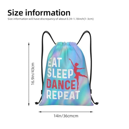 Gianlaima Eat Sleep Dance Repeat Ballet Drawstring Backpack Sport Gym Sack Yoga Dance Travel Bag For Men Women - color: Black13