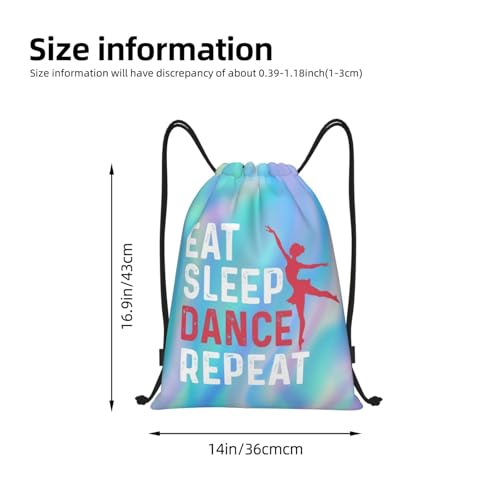 Gianlaima Eat Sleep Dance Repeat Ballet Drawstring Backpack Sport Gym Sack Yoga Dance Travel Bag For Men Women - color: Black13