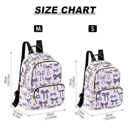 Beautiful Purple Bow Backpack Purse for Women Shoulder Bag Fashion Daypack Ladies Handbag Lightweight Travel Bag Rucksack - color: Beautiful Purple Bow, size: Medium
