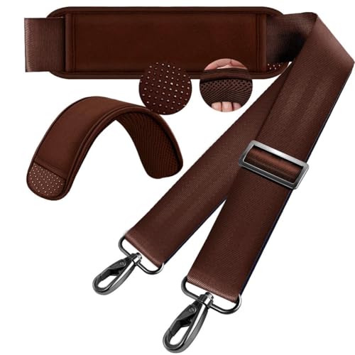 60" Shoulder Strap with Adjustable Thick Removable Pad and Metal Swivel Hooks Fit Laptop Crossbody Bag,Briefcase Duffel Bags - color: Brown