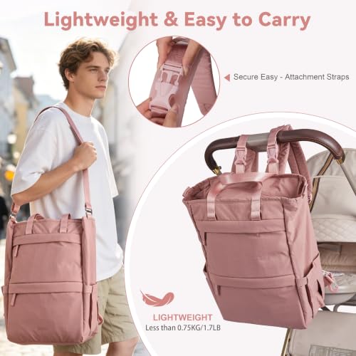 Diaper Bag Backpack, Multi-Function Parent Organizer (Dark Pink) - color: Dark Pink