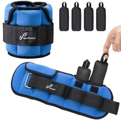 Sportneer Adjustable Ankle Weights for Women and Men：1 Pair 1 2 3 4 6 7 8 10 lbs Upgraded Easily Adjustable Leg Weight, Weighted Wrist Weight Strap for Gym, Fitness, Workout, Walking, Dancing