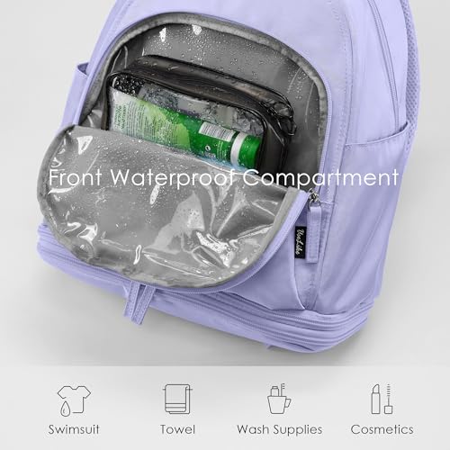 Uselike Gym Backpack for Women Men, Lightweight Gym Bag with Shoe Compartment, Waterproof Workout Backpack with Wet Pocket - color: Lavender