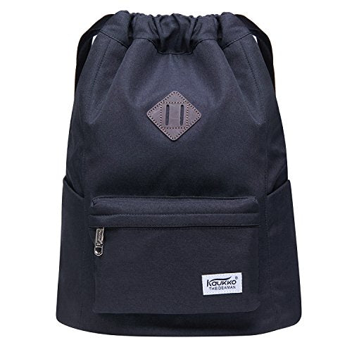 KAUKKO Drawstring Sports Backpack Gym Yoga Bag Shoulder Rucksack for Men and Women - color: Black2031