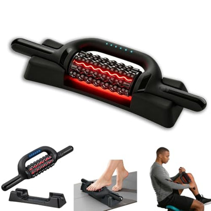 Electric Rolling Massager with Redlight, Rechargeable Lymphatic Drainage Massager for lymphedema, Muscle recovery Roller with Hands-Free Base, 6-Speed Massage Roller Tool for Arm, Legs, Calf, Foot