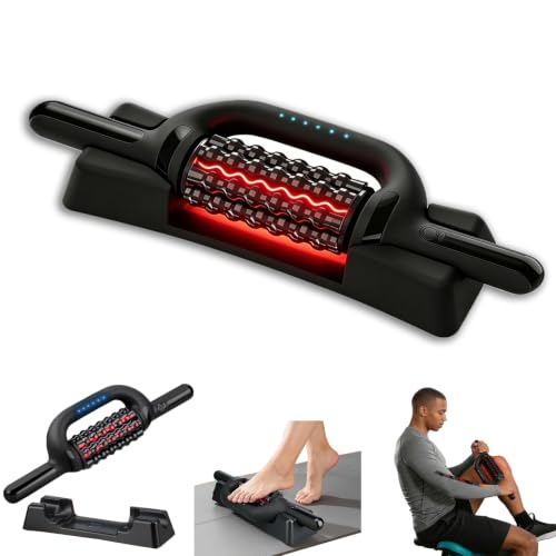 Electric Rolling Massager with Redlight, Rechargeable Lymphatic Drainage Massager for lymphedema, Muscle recovery Roller with Hands-Free Base, 6-Speed Massage Roller Tool for Arm, Legs, Calf, Foot