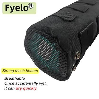 Tactical MOLLE Bottle Pouch Bag, Travel/Sprots Molle Water Bottle Holder with Drawstring Open Top and Mesh Bottom - color: Black