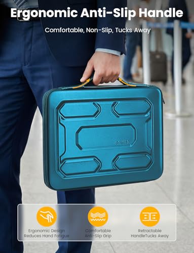 DOMISO Laptop Hard Case 14-14.4 inch Waterproof Shockproof Hard Shell Laptop Sleeve with Handle & Storage Pocket, Compatible with MacBook, HP, Dell, Teal - color: Teal, size: 14 inch