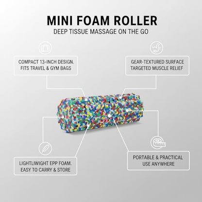 Mini Gear-Textured Foam Roller, 13-Inch Portable EPP Roller for Travel, Gym & Home Workouts