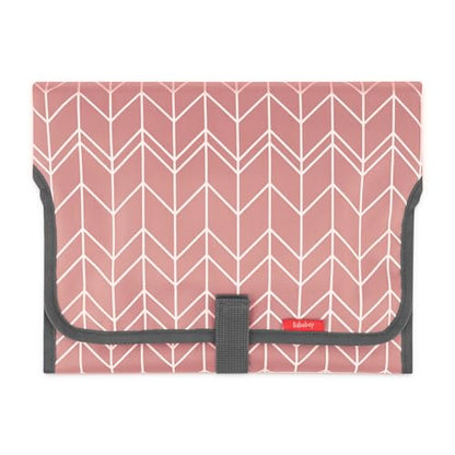 Babebay Waterproof Portable Diaper Changing Pad, Foldable Travel Changing Mat for Baby Girl Boy, Lightweight Travel Changing Station, Boho Geometric Pattern - color: Pink Wave Print