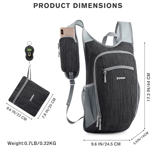 G4Free 15L Hiking Daypack Lightweight Travel Backpack Packable Outdoor Casual Foldable Shoulder Bag (Black) - color: Black