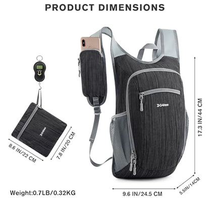 G4Free 15L Hiking Daypack Lightweight Travel Backpack Packable Outdoor Casual Foldable Shoulder Bag (Black) - color: Black