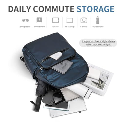 16 Inch Laptop Backpack for Men, Business Work Backpack for Everyday Commute, Waterproof Travel Office Computer Bag, Blue - color: Blue