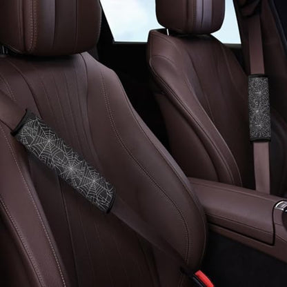 Black Spider Web Seat Belt Cover Pad Halloween Car Accessories Car Shoulder Pads Seatbelt Cushion Seatbelt Covers Seat Belt Cover Pad for Adults 2 Pack - color: Black Spdier Web