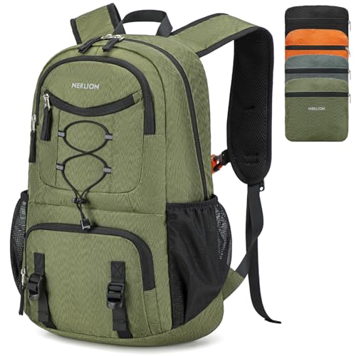 Nerlion Lightweight Foldable 35L Hiking Backpack Travel Backpack for Men Women Camping Waterproof Outdoor Hiking Daypack Backpack Green - color: Green