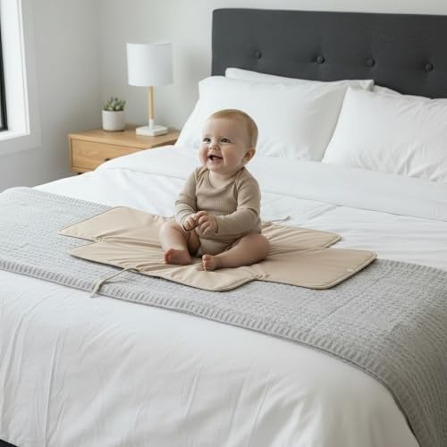 Portable Diaper Changing Pad - Soft and Easy to Clean Diaper Changing Mat for Babies - The Perfect Lightweight and Foldable Pad for Traveling - color: Beige