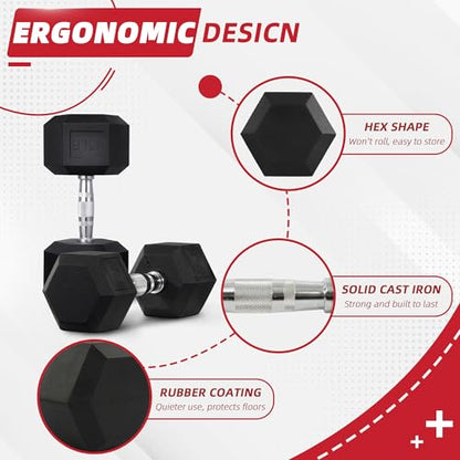 BalanceFrom Rubber Encased Exercise & Fitness Hex Dumbbell, Hand Weights with Anti-Slip Metal Handle for Home Gym, Multiple Sizes - style: 45LBS Pair