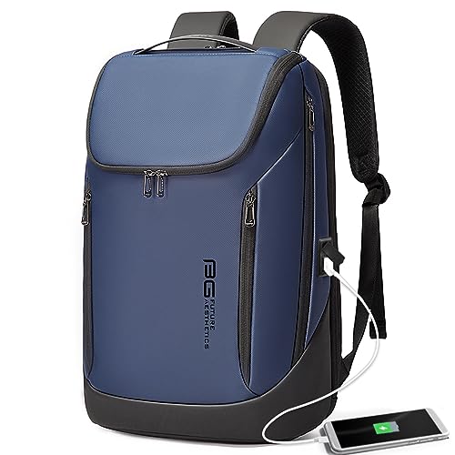 BANGE Business Smart Backpack Waterproof fit 15.6 Inch Laptop Backpack with USB Charging Port,Travel Durable Backpack - color: Blue