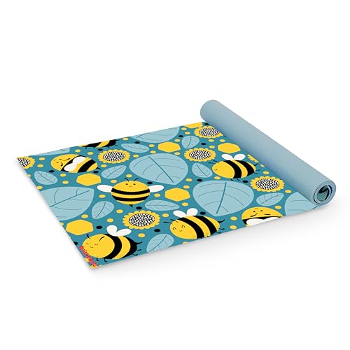 Antsy Pants Yoga Mat for Stretching and Yoga - color: Yellow Bumble Bees