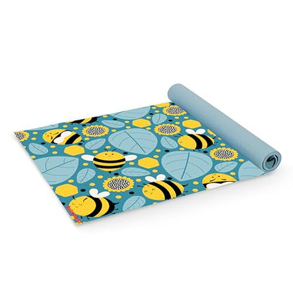 Antsy Pants Yoga Mat for Stretching and Yoga - color: Yellow Bumble Bees