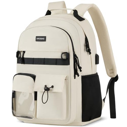 KROSIAS School Backpack for Women, 15.6 Inch Laptop Bookbag for Teen Girls Students College Backpacks with USB Charging Port for Business Work Travel Trip