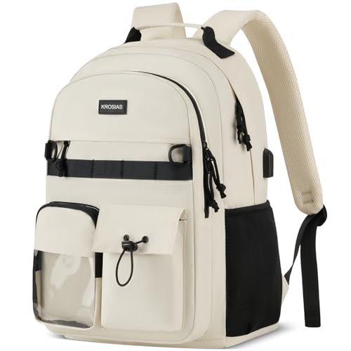 KROSIAS School Backpack for Women, 15.6 Inch Laptop Bookbag for Teen Girls Students College Backpacks with USB Charging Port for Business Work Travel Trip
