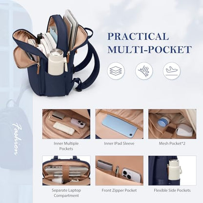 Travel Backpack for Women Personal Carry On Bag Business Weekender Hiking Multilayer Laptop Bag,16 Inch,Navy blue - color: Upgrade-navy Blue, size: 16 Inch
