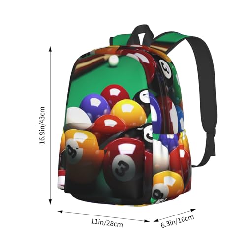 Billiards Travel Backpack for Men Women 15.6 inch Laptop Backpack Casual Daypack for Weekender - color: Billiards