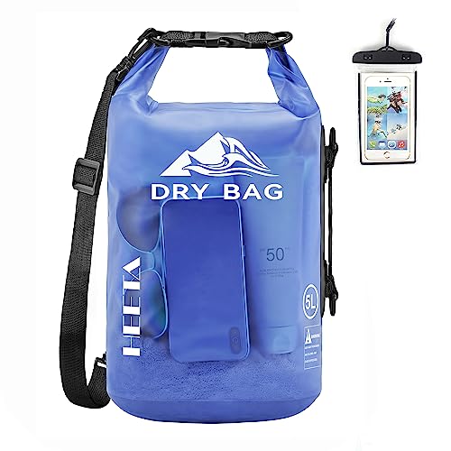 HEETA Dry Bag Waterproof for Women Men, 5L/10L/20L/30L/40L Roll Top Lightweight Dry Storage Bag Backpack with Phone Case for Travel Swimming Boating Kayaking Paddle Board Camping Beach Accessories - color: Bluish Violet, size: 20L