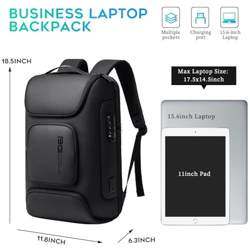 BANGE Business Backpack,Laptop Backpack with USB Charging Port, Slim Business Backpacks Fit for 15.6 INCH,Men Traveling Backpackfor Men and Women - color: Black