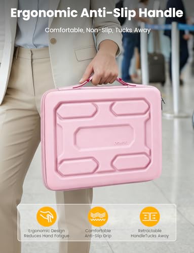 DOMISO Laptop Hard Case 15-16 inch Waterproof Shockproof Hard Shell Laptop Sleeve with Handle & Storage Pocket, Compatible with MacBook, HP, Dell,Pink - color: Pink, size: 15.6 inch