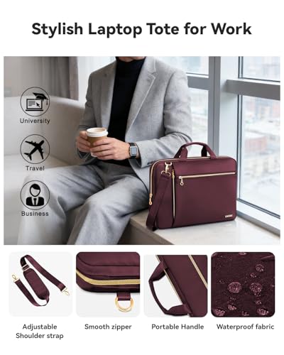 Laptop Case Bag Women Men Computer Sleeve Compatible with MacBook/Dell/HP/Acer/ASUS/LG, Waterproof Shoulder Carrying Briefcase, Red, 17-17.3 Inch - color: Wine Red, size: 17.3 inch