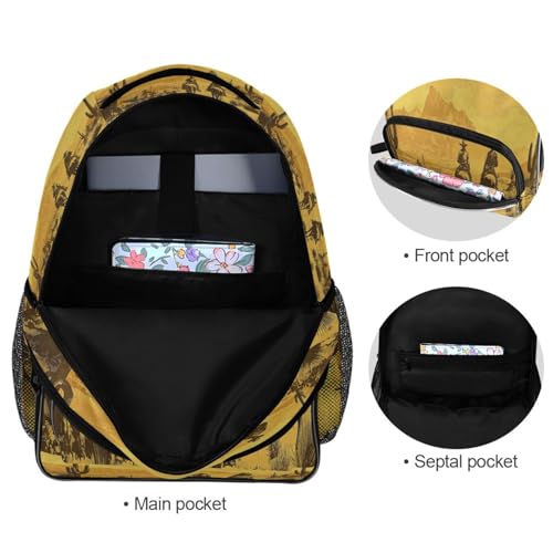 Water-Resistant Travel Western Desert Cowboy Backpack - Lightweight Laptop Daypack, 15.6" Laptop Compartment, Durable Commuter Bag for Work & Outdoor#212