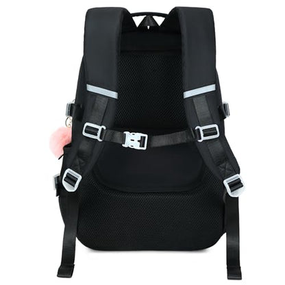 Backpack for Girls, 15.6 Inch Laptop School Bag Kids Kindergarten Elementary College Backpacks Large Bookbags for Teen Girl Women Students Casual Travel Daypacks (Black) - color: Black