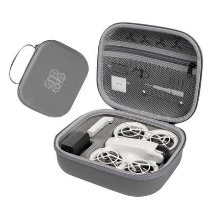 LKTOP Neo Carrying Case for DJI Neo (No RC) Accessories, PU Leather Storage Bag Waterproof Travel Handbag Protective Hard Case, Compatible with DJI Neo Drone, Battery, Charger, Propellers (9×7×3 In)