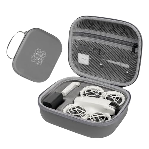 LKTOP Neo Carrying Case for DJI Neo (No RC) Accessories, PU Leather Storage Bag Waterproof Travel Handbag Protective Hard Case, Compatible with DJI Neo Drone, Battery, Charger, Propellers (9×7×3 In)