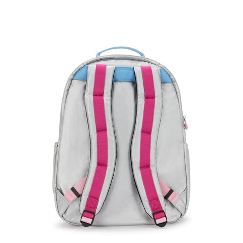 Kipling Women's Seoul Extra Large 17" Laptop Backpack, Durable, Roomy with Padded Shoulder Straps, Built-In Protective Sleeve - color: Chrome Met Pop, size: 13.5''L x 17.75''H x 9''D