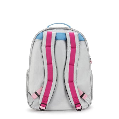 Kipling Women's Seoul Extra Large 17" Laptop Backpack, Durable, Roomy with Padded Shoulder Straps, Built-In Protective Sleeve - color: Chrome Met Pop, size: 13.5''L x 17.75''H x 9''D