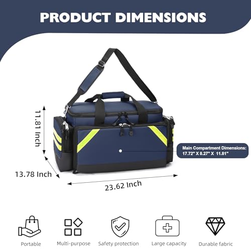Empty First Aid Bag Medical Bag Home Health,Empty First Aid Storage with Detachable Divider Emergency Responder for Nursing Student,Therapist,Doctors - color: Blue