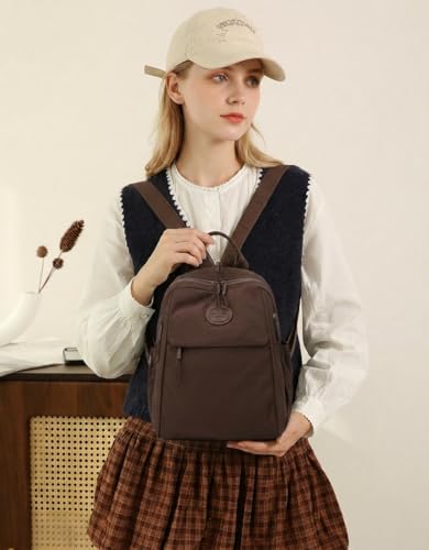 Mini Backpack for Women Nylon Small Backpack Purse Crossbody Sling Bag Convertible Backpack Casual Shopping Daypack (Reddish Brown) - color: Reddish Brown